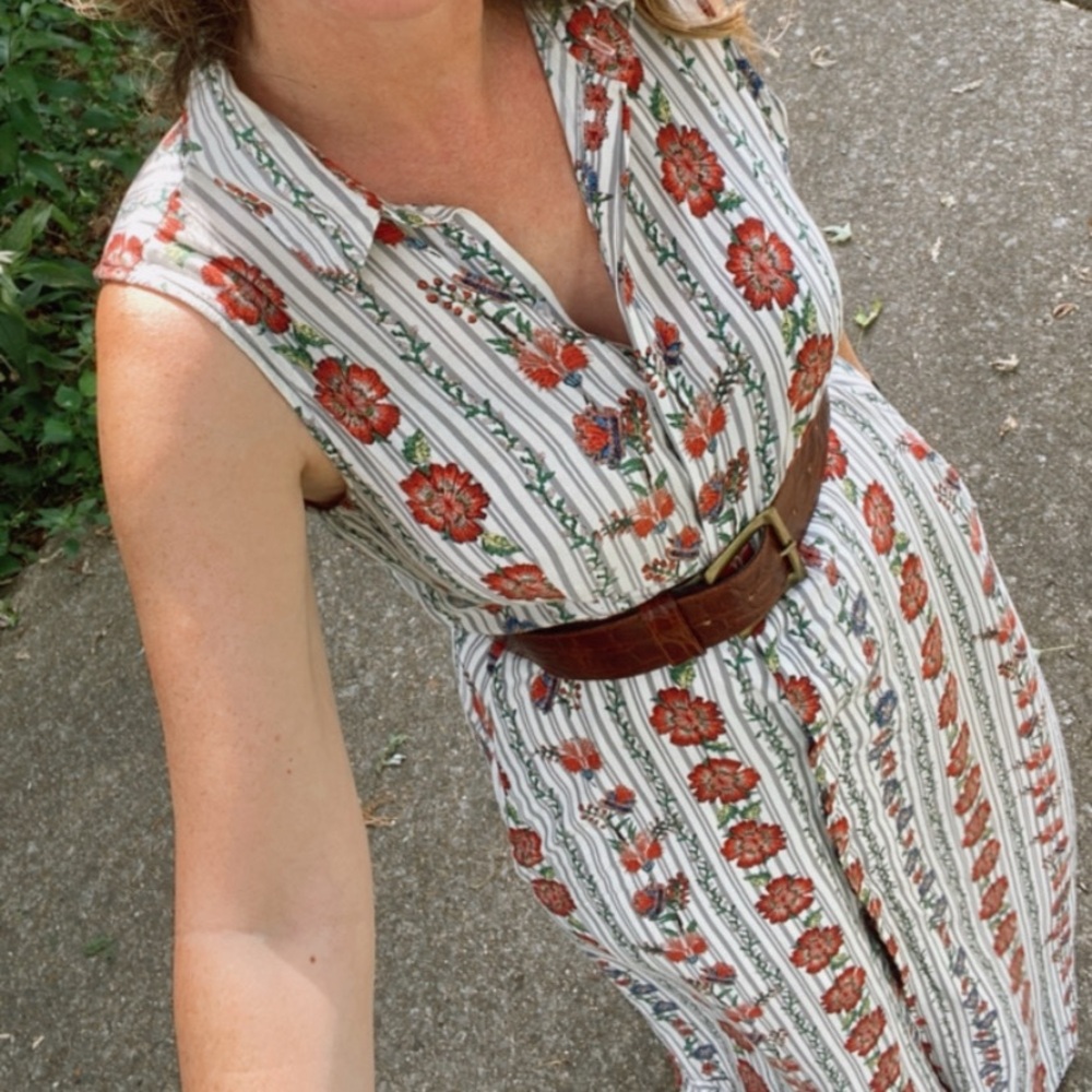 SOLD En Creme Floral Striped Maxi Dress